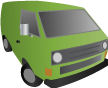 close up illustration of a very old green dented and damaged van which is clearly good for scrapping only awaiting collection by us